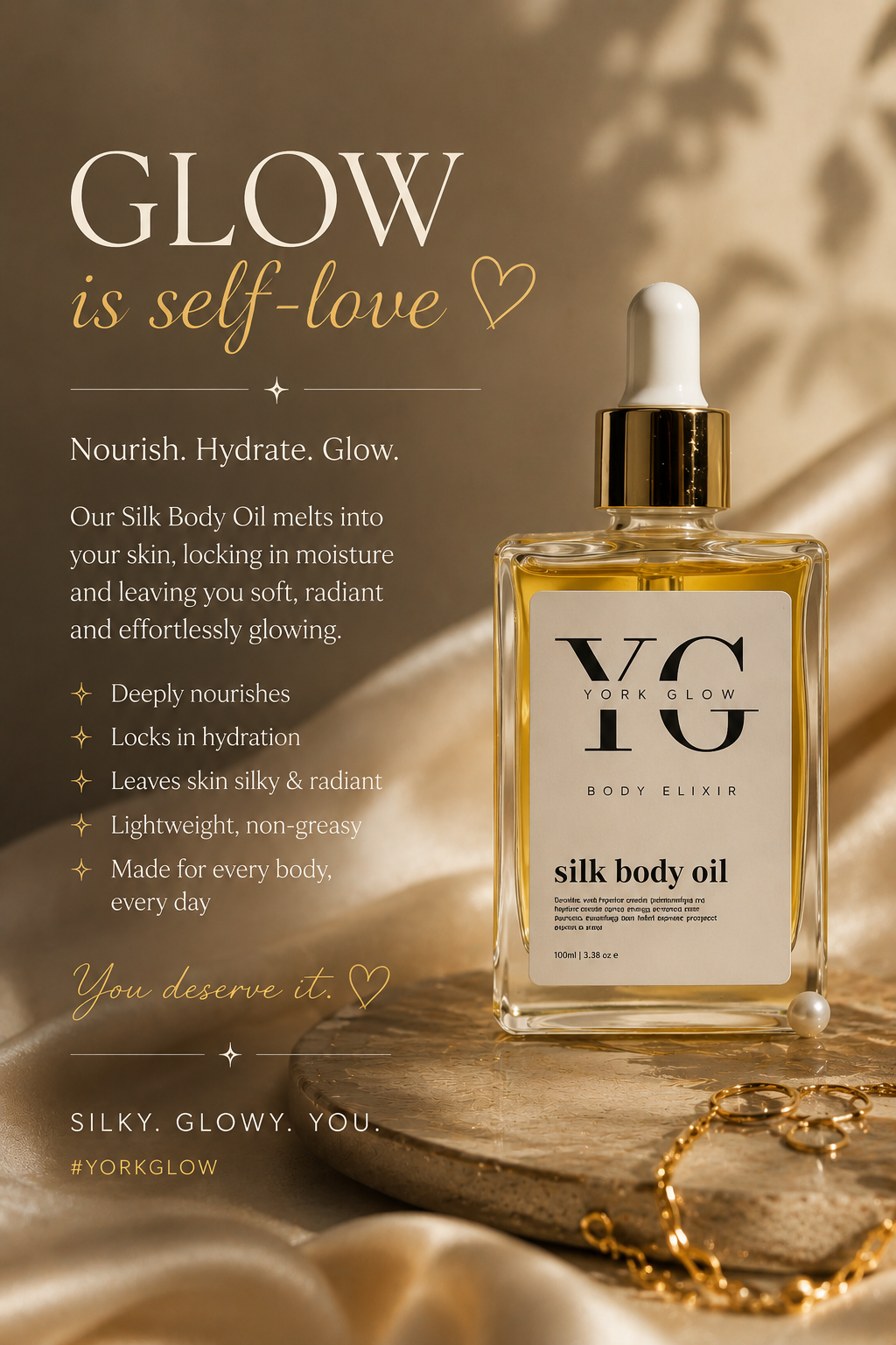 York Glow™ Silk Body Oil | Luxury Body Elixir